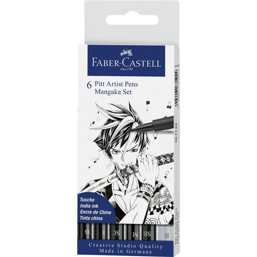 PITT ARTIST PEN MANGA SET 6 NEGRU FABER-CASTELL PITT ARTIST PEN MANGA SET 6 NEGRU FABER-CASTELL